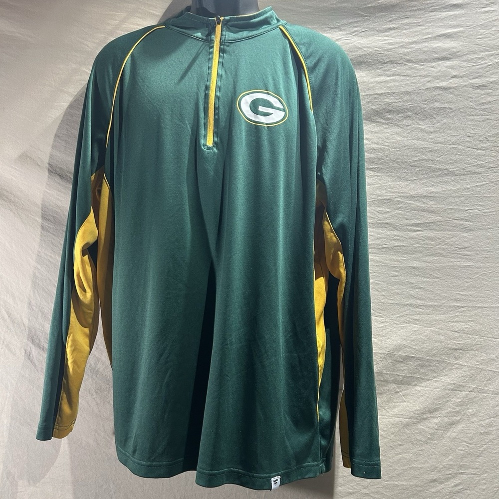 Green Bay Packers NFL Pro Line Fanatics Quarter Zip Long Sleeve Shirt Size XL
